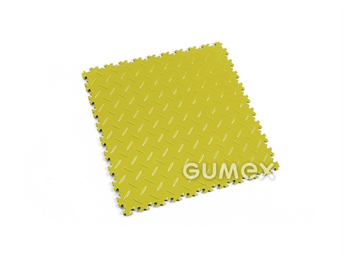 Dlaždica pre vysoké zaťaženie FORTELOCK 2010, hrúbka 7mm, 510,5x510,5mm (rozmer pokrytia 496,5x496,5mm), 92°ShA, dezén diamant, PVC, žĺtá